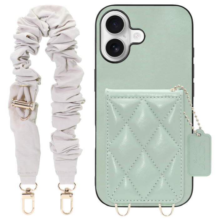 [ LOOF SWEET-SHELL SHUSHU ] iPhone 17 iPhone17 アイフォン17 iPhone 17 アイフォン 17 スマホケース キルティング加工のカードケース付き シュシュストラップ付き マグネット内蔵 カード収納 本革 パステルカラー [ iPhone 17 用 ]