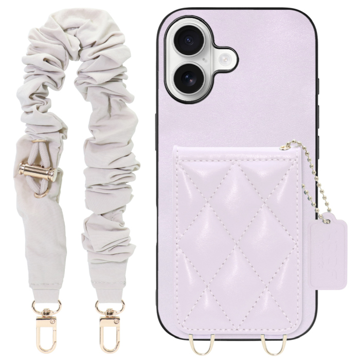 [ LOOF SWEET-SHELL SHUSHU ] iPhone 17 iPhone17 アイフォン17 iPhone 17 アイフォン 17 スマホケース キルティング加工のカードケース付き シュシュストラップ付き マグネット内蔵 カード収納 本革 パステルカラー [ iPhone 17 用 ]