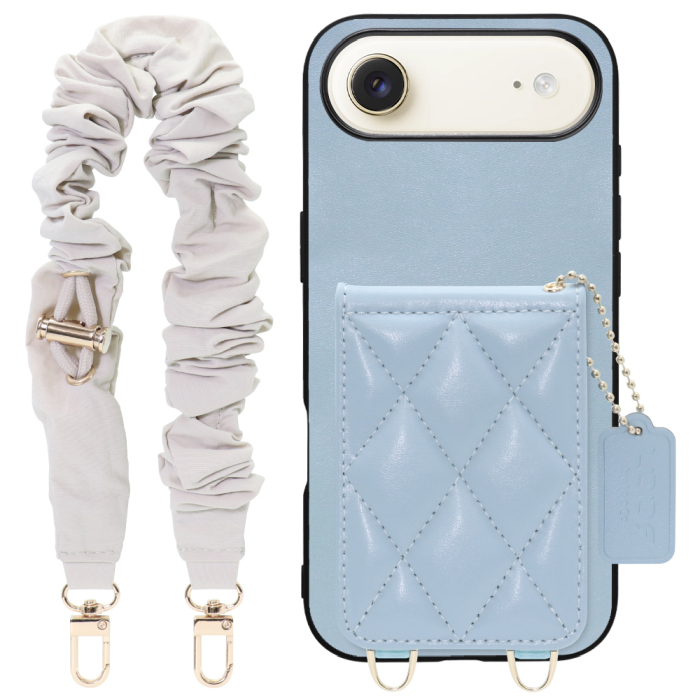 [ LOOF SWEET-SHELL SHUSHU ] iPhone Air iPhone Air アイフォン エア iPhoneAir スマホケース キルティング加工のカードケース付き シュシュストラップ付き マグネット内蔵 カード収納 本革 パステルカラー [ iPhone Air 用 ]