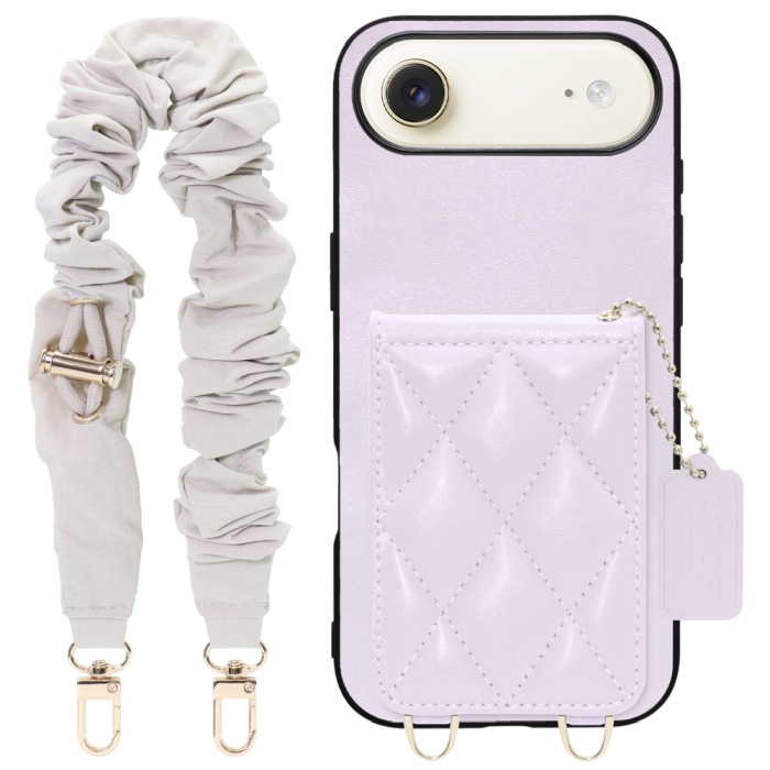 [ LOOF SWEET-SHELL SHUSHU ] iPhone Air iPhone Air アイフォン エア iPhoneAir スマホケース キルティング加工のカードケース付き シュシュストラップ付き マグネット内蔵 カード収納 本革 パステルカラー [ iPhone Air 用 ]