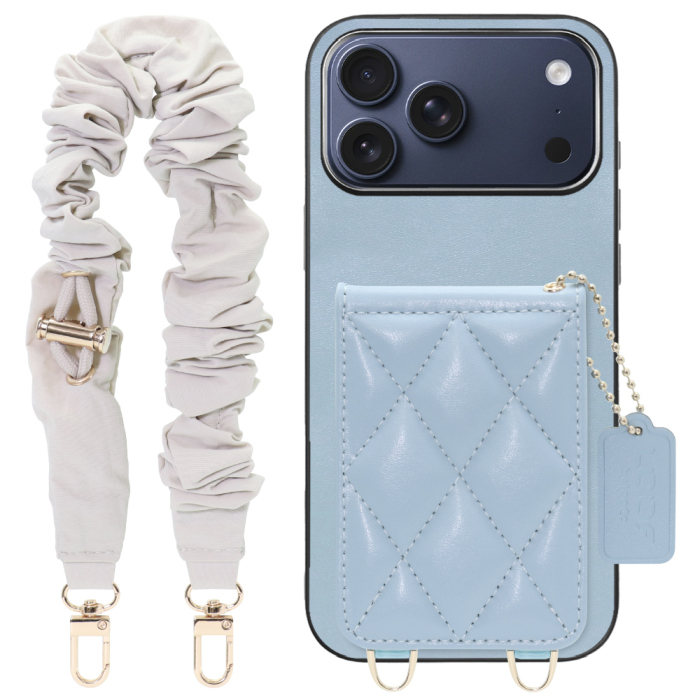 [ LOOF SWEET-SHELL SHUSHU ] iPhone 17 Pro Max iPhone17 Pro Max アイフォン17 プロ マックス スマホケース キルティング加工のカードケース付き シュシュストラップ付き マグネット内蔵 カード収納 本革 パステルカラー [ iPhone 17 Pro Max 用 ]