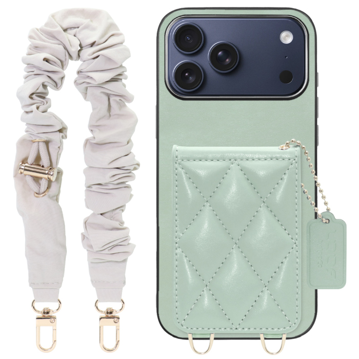 [ LOOF SWEET-SHELL SHUSHU ] iPhone 17 Pro Max iPhone17 Pro Max アイフォン17 プロ マックス スマホケース キルティング加工のカードケース付き シュシュストラップ付き マグネット内蔵 カード収納 本革 パステルカラー [ iPhone 17 Pro Max 用 ]