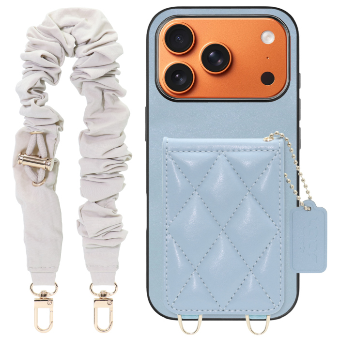 [ LOOF SWEET-SHELL SHUSHU ] iPhone 17 Pro iPhone17 Pro アイフォン17 プロ スマホケース キルティング加工のカードケース付き シュシュストラップ付き マグネット内蔵 カード収納 本革 パステルカラー [ iPhone 17 Pro 用 ]