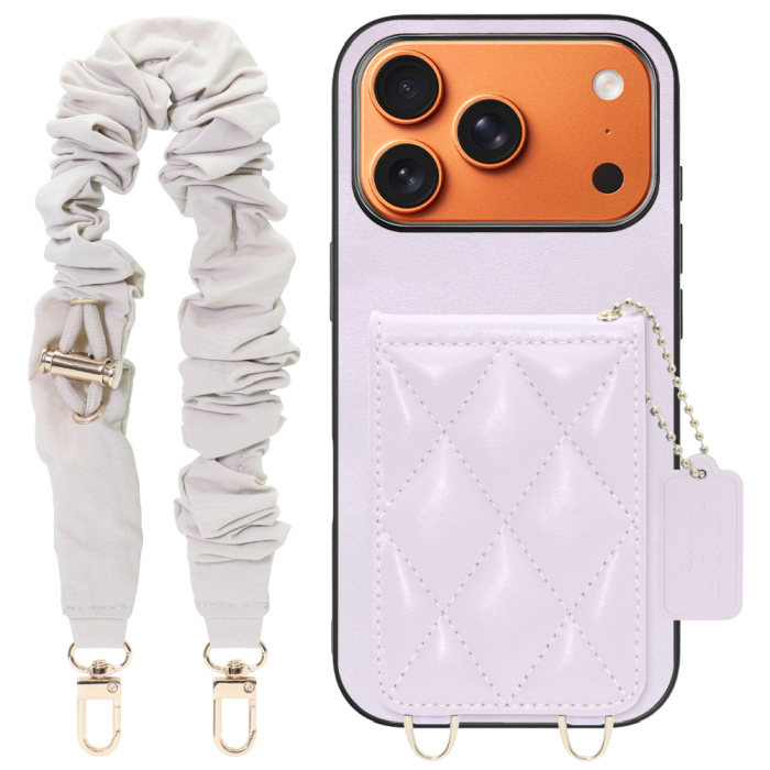 [ LOOF SWEET-SHELL SHUSHU ] iPhone 17 Pro iPhone17 Pro アイフォン17 プロ スマホケース キルティング加工のカードケース付き シュシュストラップ付き マグネット内蔵 カード収納 本革 パステルカラー [ iPhone 17 Pro 用 ]