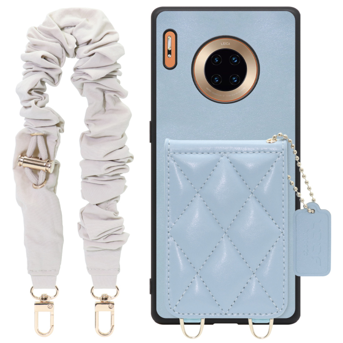 [ LOOF SWEET-SHELL SHUSHU ] HUAWEI Mate 30 Pro 5G mate30pro5g mate30 30pro プロ スマホケース キルティング加工のカードケース付き シュシュストラップ付き マグネット内蔵 カード収納 本革 パステルカラー [ HUAWEI Mate 30 Pro 5G ]