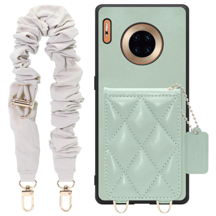 [ LOOF SWEET-SHELL SHUSHU ] HUAWEI Mate 30 Pro 5G mate30pro5g mate30 30pro プロ スマホケース キルティング加工のカードケース付き シュシュストラップ付き マグネット内蔵 カード収納 本革 パステルカラー [ HUAWEI Mate 30 Pro 5G ]