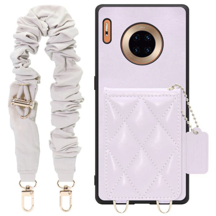 [ LOOF SWEET-SHELL SHUSHU ] HUAWEI Mate 30 Pro 5G mate30pro5g mate30 30pro プロ スマホケース キルティング加工のカードケース付き シュシュストラップ付き マグネット内蔵 カード収納 本革 パステルカラー [ HUAWEI Mate 30 Pro 5G ]