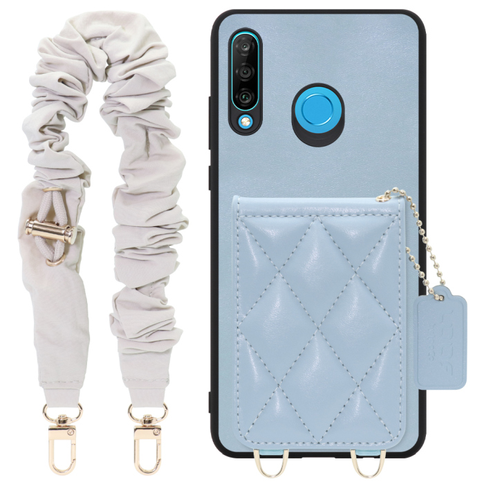 [ LOOF SWEET-SHELL SHUSHU ] HUAWEI P30 lite / P30 lite Premium p30lite p30litepremium スマホケース キルティング加工のカードケース付き シュシュストラップ付き マグネット内蔵 カード収納 本革 パステルカラー [ HUAWEI P30 lite / lite Premium ]