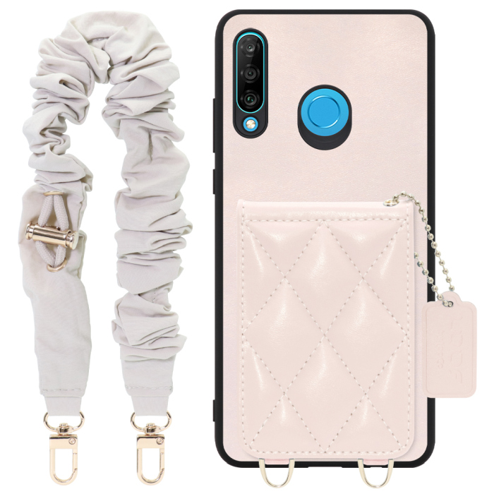 [ LOOF SWEET-SHELL SHUSHU ] HUAWEI P30 lite / P30 lite Premium p30lite p30litepremium スマホケース キルティング加工のカードケース付き シュシュストラップ付き マグネット内蔵 カード収納 本革 パステルカラー [ HUAWEI P30 lite / lite Premium ]