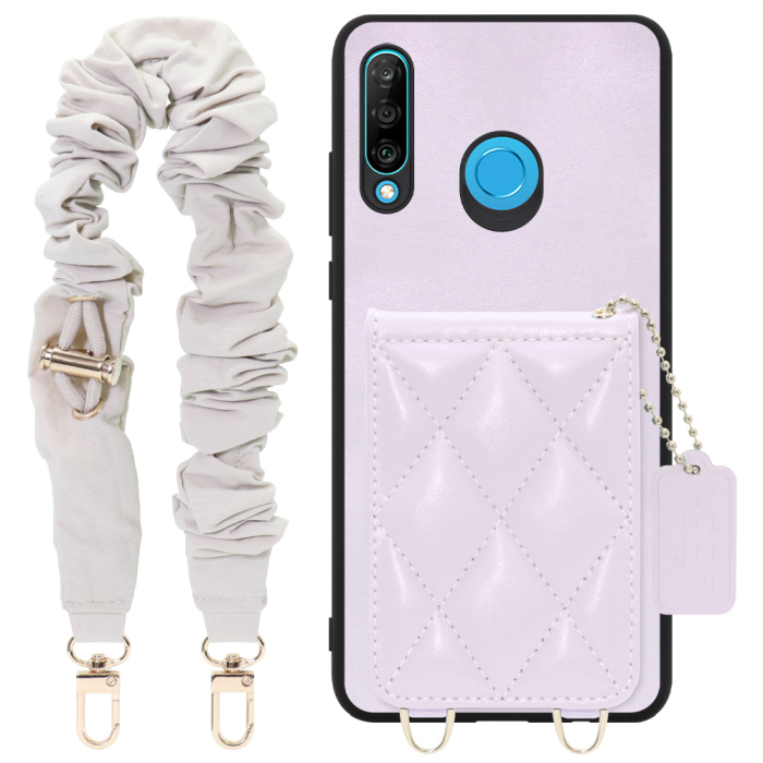 [ LOOF SWEET-SHELL SHUSHU ] HUAWEI P30 lite / P30 lite Premium p30lite p30litepremium スマホケース キルティング加工のカードケース付き シュシュストラップ付き マグネット内蔵 カード収納 本革 パステルカラー [ HUAWEI P30 lite / lite Premium ]