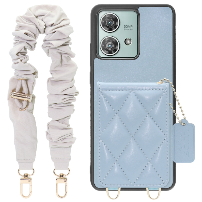 [ LOOF SWEET-SHELL SHUSHU ] motorola edge 40 neo motorola edge40neo スマホケース キルティング加工のカードケース付き シュシュストラップ付き マグネット内蔵 カード収納 本革 パステルカラー [ motorola edge 40 neo ]