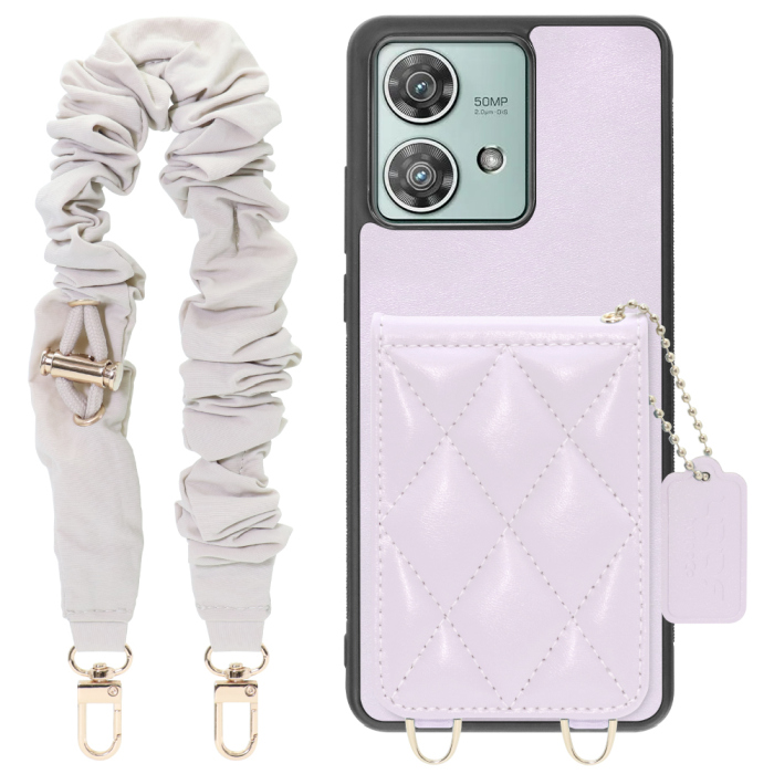 [ LOOF SWEET-SHELL SHUSHU ] motorola edge 40 neo motorola edge40neo スマホケース キルティング加工のカードケース付き シュシュストラップ付き マグネット内蔵 カード収納 本革 パステルカラー [ motorola edge 40 neo ]