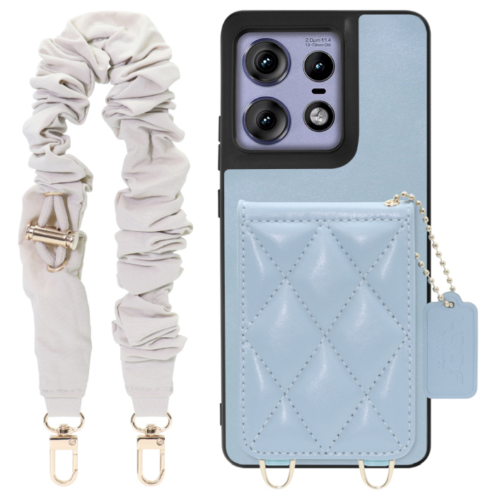 [ LOOF SWEET-SHELL SHUSHU ] motorola edge 50 pro / 50s pro  スマホケース キルティング加工のカードケース付き シュシュストラップ付き マグネット内蔵 カード収納 本革 パステルカラー [ motorola edge 50 pro / 50s pro ]