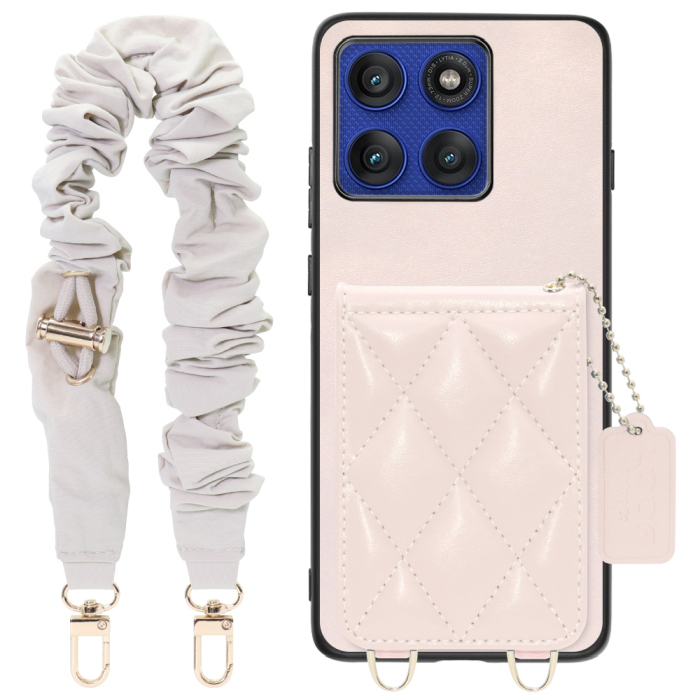 [ LOOF SWEET-SHELL SHUSHU ] motorola edge 60 pro / 60s pro  スマホケース キルティング加工のカードケース付き シュシュストラップ付き マグネット内蔵 カード収納 本革 パステルカラー [ motorola edge 60 pro / 60s pro ]