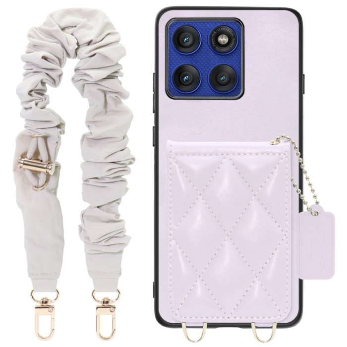 [ LOOF SWEET-SHELL SHUSHU ] motorola edge 60 pro / 60s pro  スマホケース キルティング加工のカードケース付き シュシュストラップ付き マグネット内蔵 カード収納 本革 パステルカラー [ motorola edge 60 pro / 60s pro ]