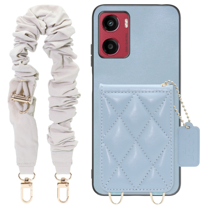 [ LOOF SWEET-SHELL SHUSHU ] moto g05 motorola スマホケース キルティング加工のカードケース付き シュシュストラップ付き マグネット内蔵 カード収納 本革 パステルカラー [ moto g05 ]