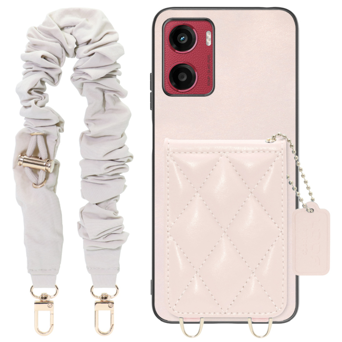 [ LOOF SWEET-SHELL SHUSHU ] moto g05 motorola スマホケース キルティング加工のカードケース付き シュシュストラップ付き マグネット内蔵 カード収納 本革 パステルカラー [ moto g05 ]