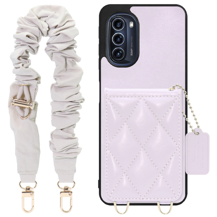 [ LOOF SWEET-SHELL SHUSHU ] moto g52j 5G motog52j5g motog52j スマホケース キルティング加工のカードケース付き シュシュストラップ付き マグネット内蔵 カード収納 本革 パステルカラー [ moto g52j 5G ]