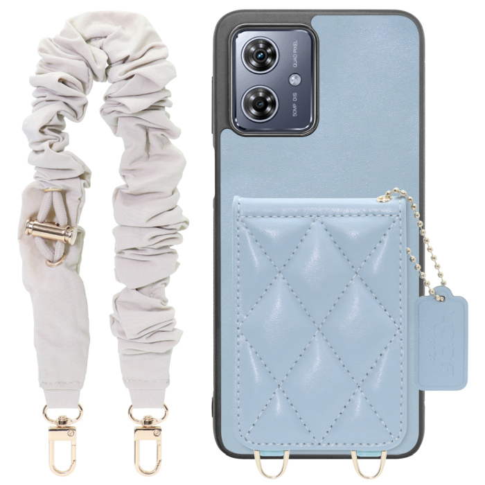 [ LOOF SWEET-SHELL SHUSHU ] moto g64 5G / g64y 5G  スマホケース キルティング加工のカードケース付き シュシュストラップ付き マグネット内蔵 カード収納 本革 パステルカラー [ moto g64 5G / g64y 5G ]