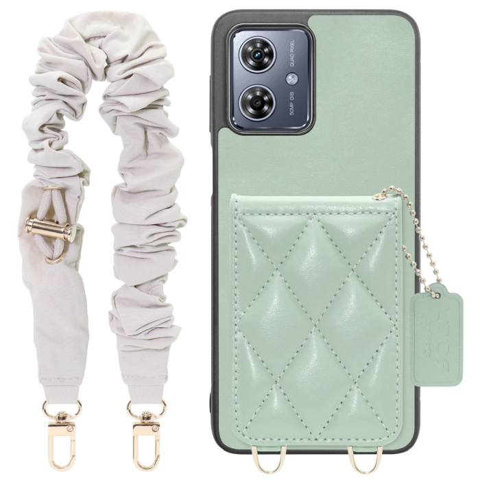 [ LOOF SWEET-SHELL SHUSHU ] moto g64 5G / g64y 5G  スマホケース キルティング加工のカードケース付き シュシュストラップ付き マグネット内蔵 カード収納 本革 パステルカラー [ moto g64 5G / g64y 5G ]