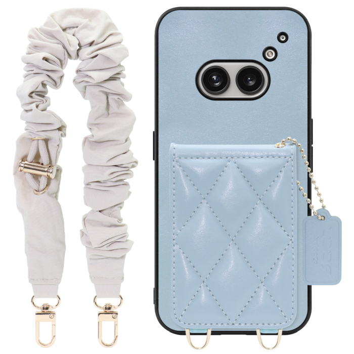 [ LOOF SWEET-SHELL SHUSHU ] Nothing Phone (2a)  スマホケース キルティング加工のカードケース付き シュシュストラップ付き マグネット内蔵 カード収納 本革 パステルカラー [ Nothing Phone (2a) ]