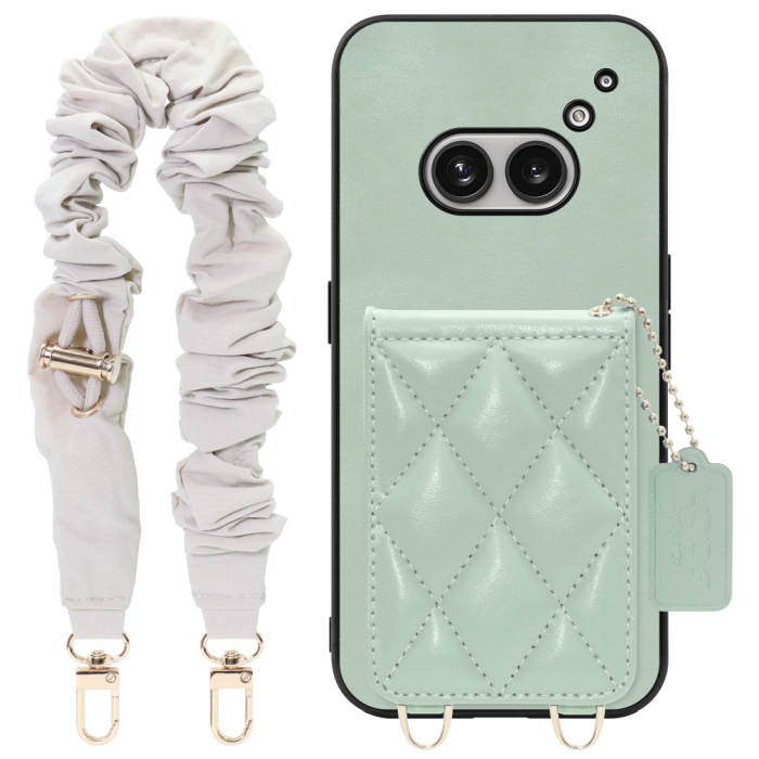 [ LOOF SWEET-SHELL SHUSHU ] Nothing Phone (2a)  スマホケース キルティング加工のカードケース付き シュシュストラップ付き マグネット内蔵 カード収納 本革 パステルカラー [ Nothing Phone (2a) ]