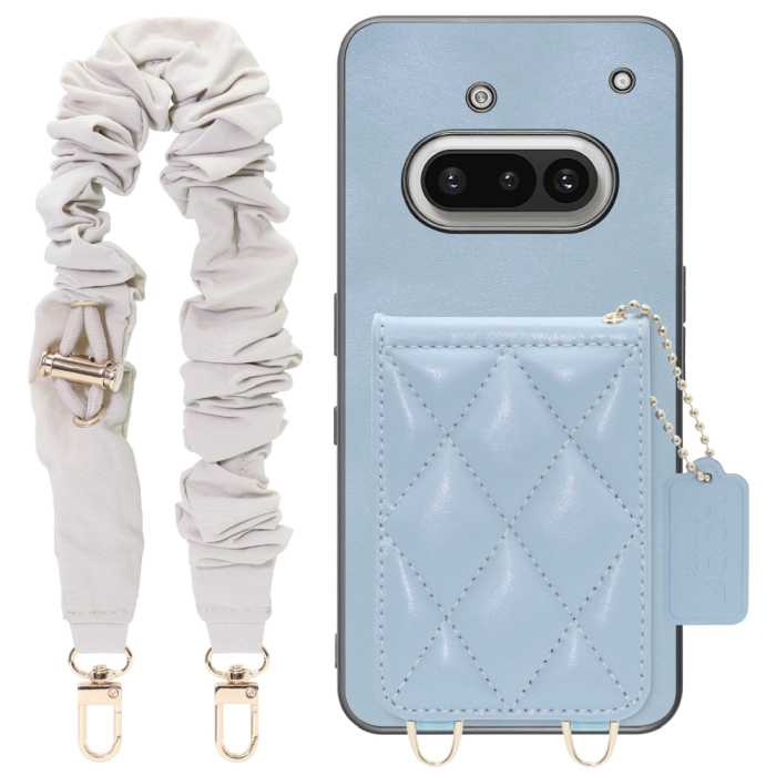 [ LOOF SWEET-SHELL SHUSHU ] Nothing Phone (3a) Phone 3a スマホケース キルティング加工のカードケース付き シュシュストラップ付き マグネット内蔵 カード収納 本革 パステルカラー [ Nothing Phone (3a) ]