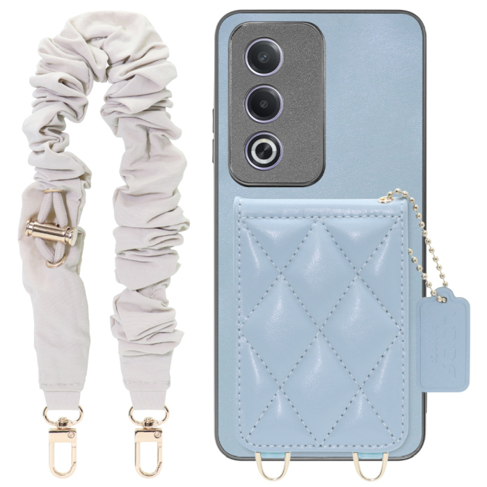 [ LOOF SWEET-SHELL SHUSHU ] OPPO A3 5G CPH2639 スマホケース キルティング加工のカードケース付き シュシュストラップ付き マグネット内蔵 カード収納 本革 パステルカラー [ OPPO A3 5G ]