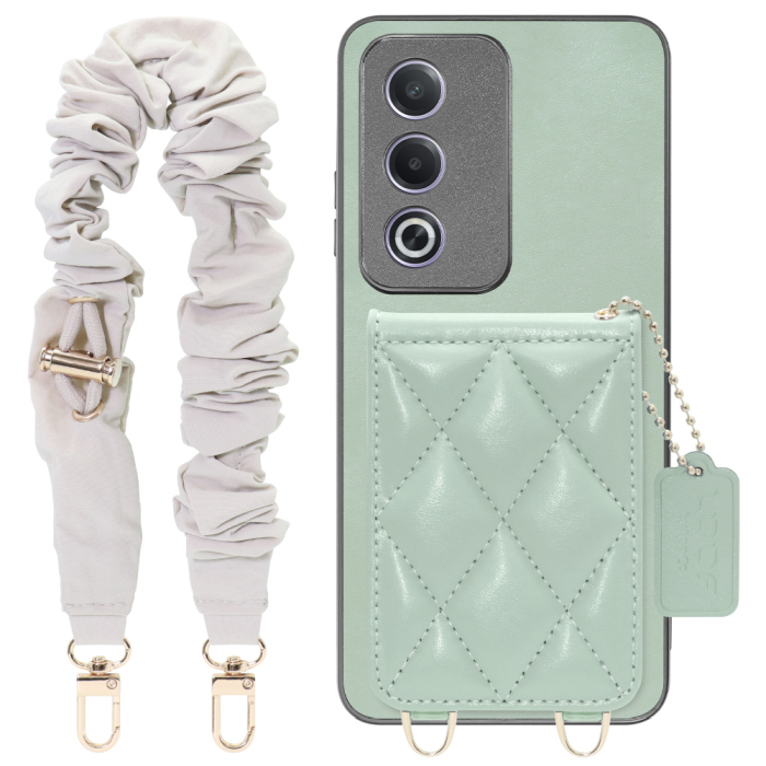 [ LOOF SWEET-SHELL SHUSHU ] OPPO A3 5G CPH2639 スマホケース キルティング加工のカードケース付き シュシュストラップ付き マグネット内蔵 カード収納 本革 パステルカラー [ OPPO A3 5G ]