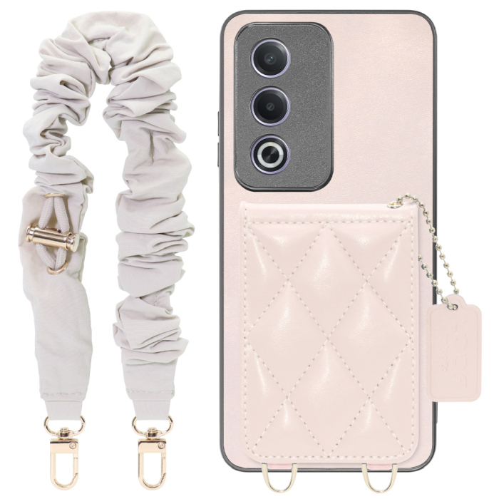 [ LOOF SWEET-SHELL SHUSHU ] OPPO A3 5G CPH2639 スマホケース キルティング加工のカードケース付き シュシュストラップ付き マグネット内蔵 カード収納 本革 パステルカラー [ OPPO A3 5G ]