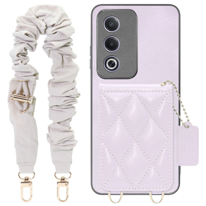 [ LOOF SWEET-SHELL SHUSHU ] OPPO A3 5G CPH2639 スマホケース キルティング加工のカードケース付き シュシュストラップ付き マグネット内蔵 カード収納 本革 パステルカラー [ OPPO A3 5G ]