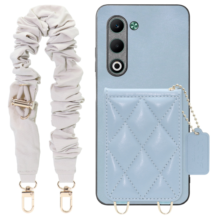 [ LOOF SWEET-SHELL SHUSHU ] OPPO A5 5G オッポ CPH2735 スマホケース キルティング加工のカードケース付き シュシュストラップ付き マグネット内蔵 カード収納 本革 パステルカラー [ OPPO A5 5G ]