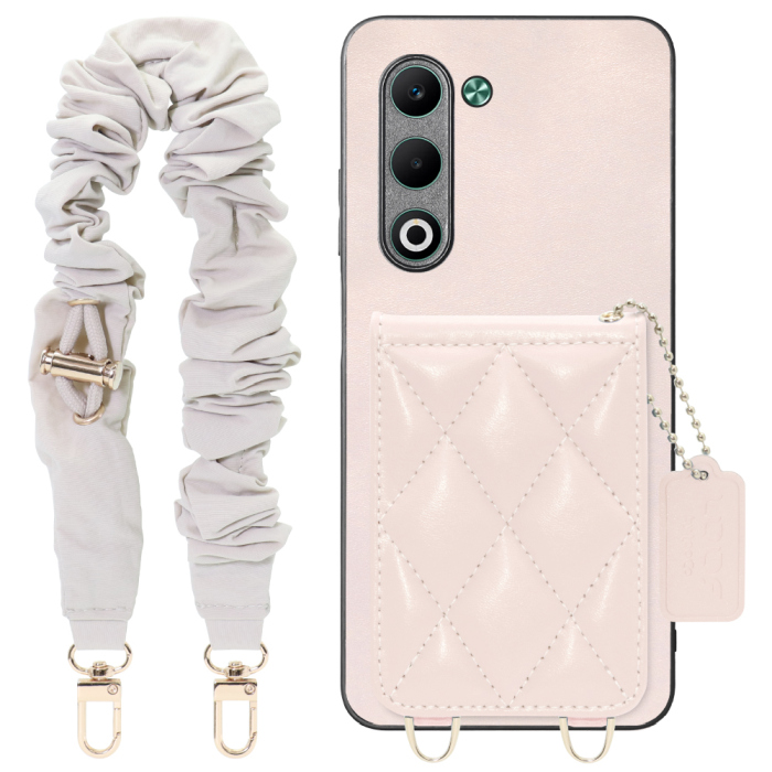 [ LOOF SWEET-SHELL SHUSHU ] OPPO A5 5G オッポ CPH2735 スマホケース キルティング加工のカードケース付き シュシュストラップ付き マグネット内蔵 カード収納 本革 パステルカラー [ OPPO A5 5G ]