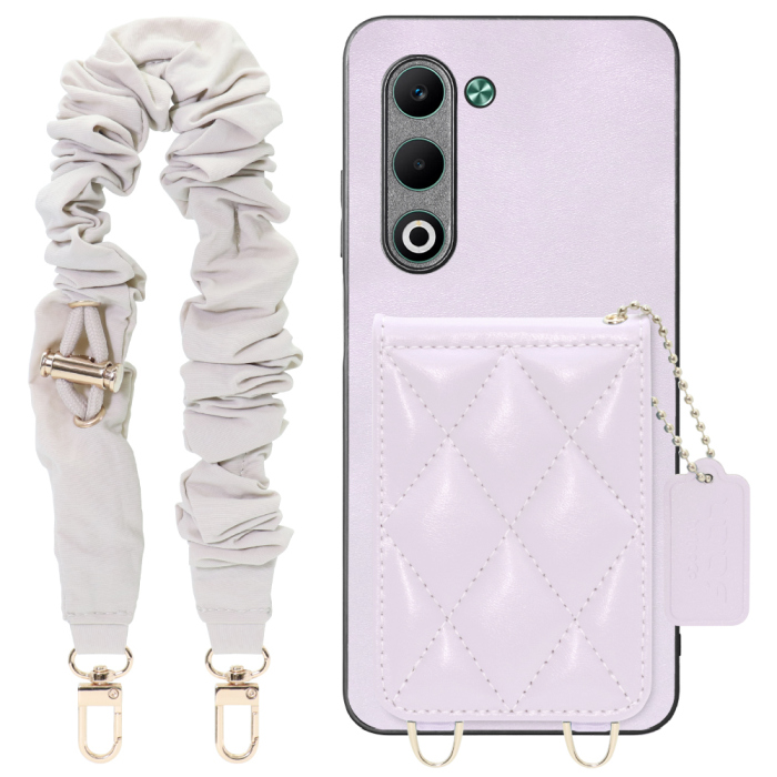 [ LOOF SWEET-SHELL SHUSHU ] OPPO A5 5G オッポ CPH2735 スマホケース キルティング加工のカードケース付き シュシュストラップ付き マグネット内蔵 カード収納 本革 パステルカラー [ OPPO A5 5G ]