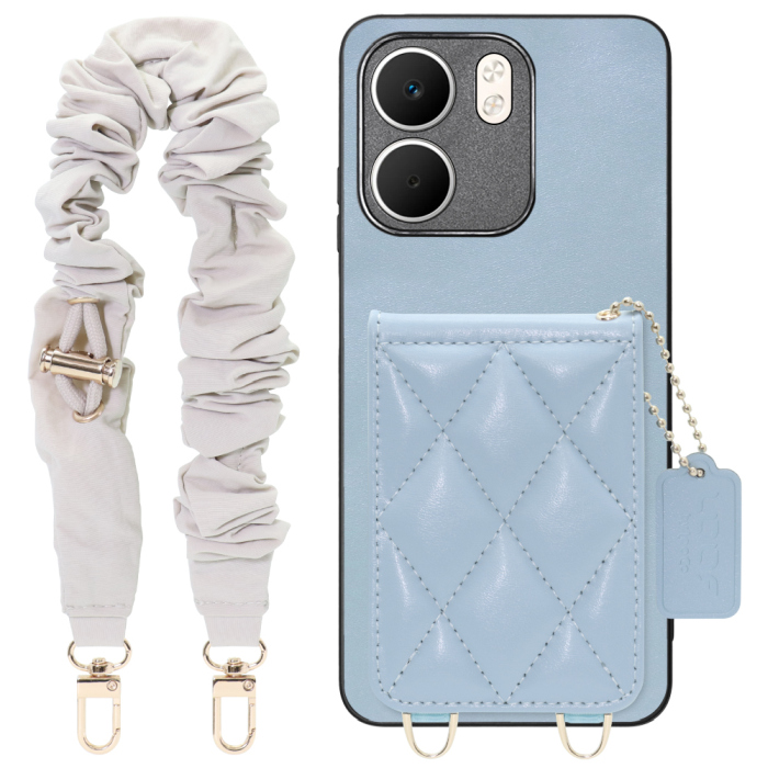 [ LOOF SWEET-SHELL SHUSHU ] OPPO A5x オッポ スマホケース キルティング加工のカードケース付き シュシュストラップ付き マグネット内蔵 カード収納 本革 パステルカラー [ OPPO A5x 用 ]