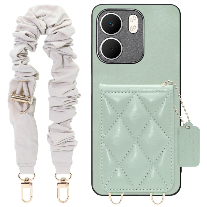 [ LOOF SWEET-SHELL SHUSHU ] OPPO A5x オッポ スマホケース キルティング加工のカードケース付き シュシュストラップ付き マグネット内蔵 カード収納 本革 パステルカラー [ OPPO A5x 用 ]