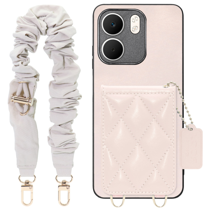 [ LOOF SWEET-SHELL SHUSHU ] OPPO A5x オッポ スマホケース キルティング加工のカードケース付き シュシュストラップ付き マグネット内蔵 カード収納 本革 パステルカラー [ OPPO A5x 用 ]