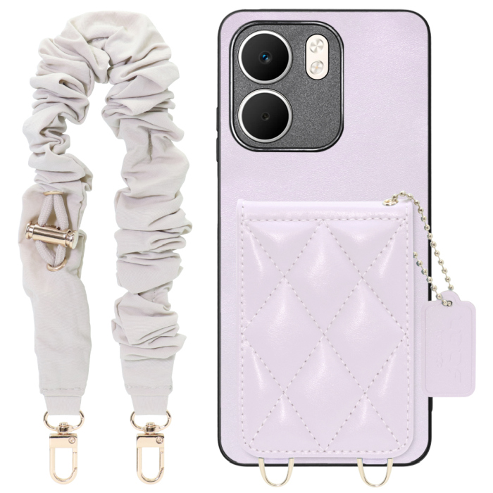 [ LOOF SWEET-SHELL SHUSHU ] OPPO A5x オッポ スマホケース キルティング加工のカードケース付き シュシュストラップ付き マグネット内蔵 カード収納 本革 パステルカラー [ OPPO A5x 用 ]