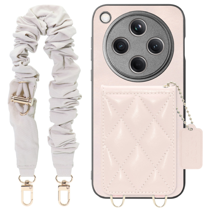 [ LOOF SWEET-SHELL SHUSHU ] OPPO Find X8 CPH2651 スマホケース キルティング加工のカードケース付き シュシュストラップ付き マグネット内蔵 カード収納 本革 パステルカラー [ OPPO Find X8 ]