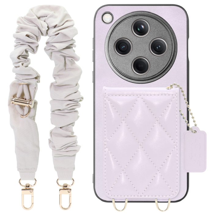 [ LOOF SWEET-SHELL SHUSHU ] OPPO Find X8 CPH2651 スマホケース キルティング加工のカードケース付き シュシュストラップ付き マグネット内蔵 カード収納 本革 パステルカラー [ OPPO Find X8 ]