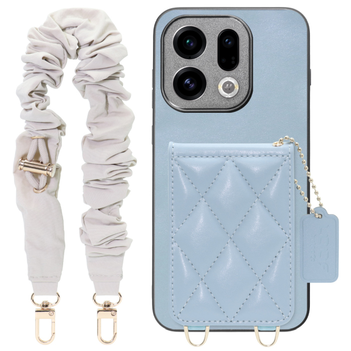 [ LOOF SWEET-SHELL SHUSHU ] OPPO Find X9 OPG07 CPH2797 スマホケース キルティング加工のカードケース付き シュシュストラップ付き マグネット内蔵 カード収納 本革 パステルカラー [ OPPO Find X9 ]