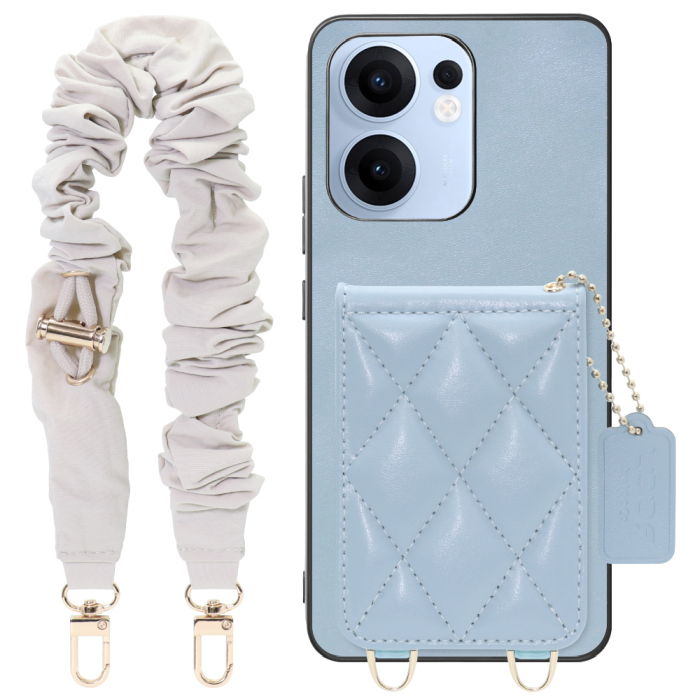 [ LOOF SWEET-SHELL SHUSHU ] OPPO Reno13 A  スマホケース キルティング加工のカードケース付き シュシュストラップ付き マグネット内蔵 カード収納 本革 パステルカラー [ OPPO Reno13 A ]