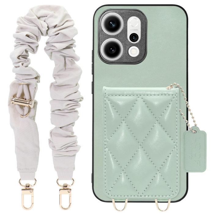 [ LOOF SWEET-SHELL SHUSHU ] OPPO Reno14 5G  スマホケース キルティング加工のカードケース付き シュシュストラップ付き マグネット内蔵 カード収納 本革 パステルカラー [ OPPO Reno14 5G ]