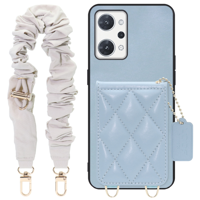 [ LOOF SWEET-SHELL SHUSHU ] OPPO Reno7 A / Reno9 A OPG04 / CPH2523 reno7a reno 7a reno9a reno 9a スマホケース キルティング加工のカードケース付き シュシュストラップ付き マグネット内蔵 カード収納 本革 パステルカラー [ OPPO Reno7 A / Reno9 A ]