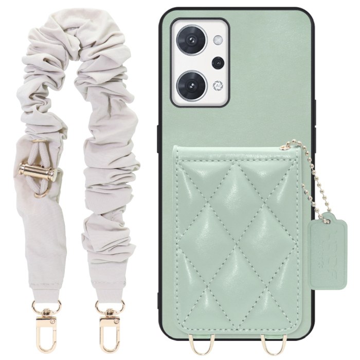 [ LOOF SWEET-SHELL SHUSHU ] OPPO Reno7 A / Reno9 A OPG04 / CPH2523 reno7a reno 7a reno9a reno 9a スマホケース キルティング加工のカードケース付き シュシュストラップ付き マグネット内蔵 カード収納 本革 パステルカラー [ OPPO Reno7 A / Reno9 A ]