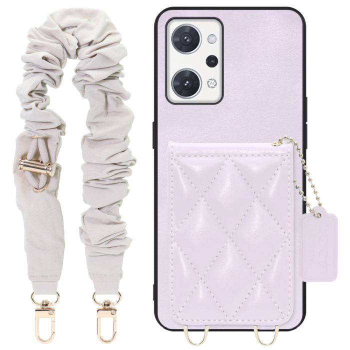 [ LOOF SWEET-SHELL SHUSHU ] OPPO Reno7 A / Reno9 A OPG04 / CPH2523 reno7a reno 7a reno9a reno 9a スマホケース キルティング加工のカードケース付き シュシュストラップ付き マグネット内蔵 カード収納 本革 パステルカラー [ OPPO Reno7 A / Reno9 A ]
