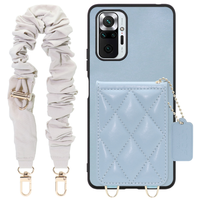 [ LOOF SWEET-SHELL SHUSHU ] Xiaomi Redmi Note 10 Pro redminote10pro note10pro redminote 10pro スマホケース キルティング加工のカードケース付き シュシュストラップ付き マグネット内蔵 カード収納 本革 パステルカラー [ Redmi Note 10 Pro ]