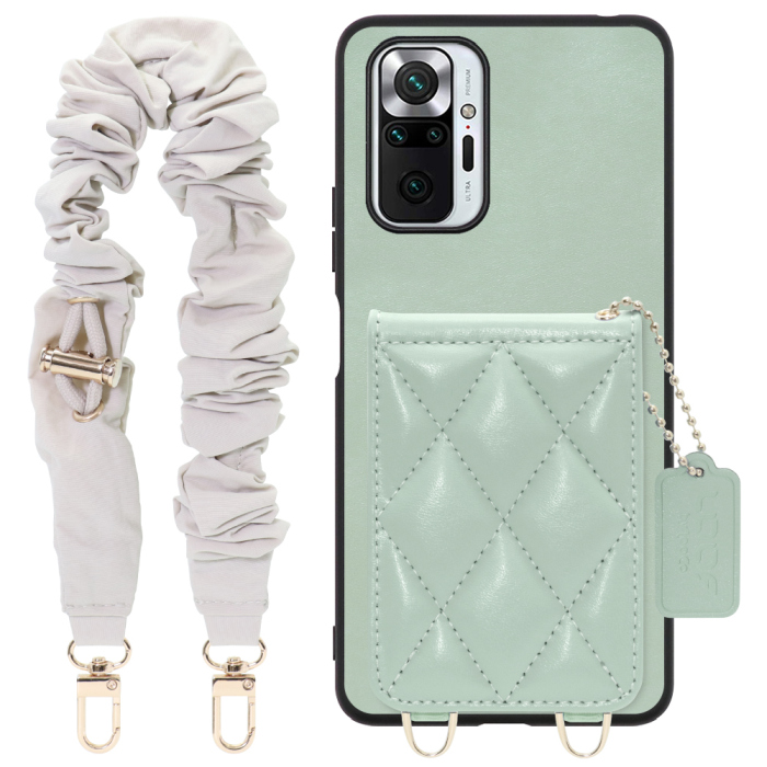 [ LOOF SWEET-SHELL SHUSHU ] Xiaomi Redmi Note 10 Pro redminote10pro note10pro redminote 10pro スマホケース キルティング加工のカードケース付き シュシュストラップ付き マグネット内蔵 カード収納 本革 パステルカラー [ Redmi Note 10 Pro ]