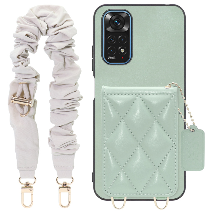 [ LOOF SWEET-SHELL SHUSHU ] Xiaomi Redmi Note 11 redminote11 note11 スマホケース キルティング加工のカードケース付き シュシュストラップ付き マグネット内蔵 カード収納 本革 パステルカラー [ Redmi Note 11 ]