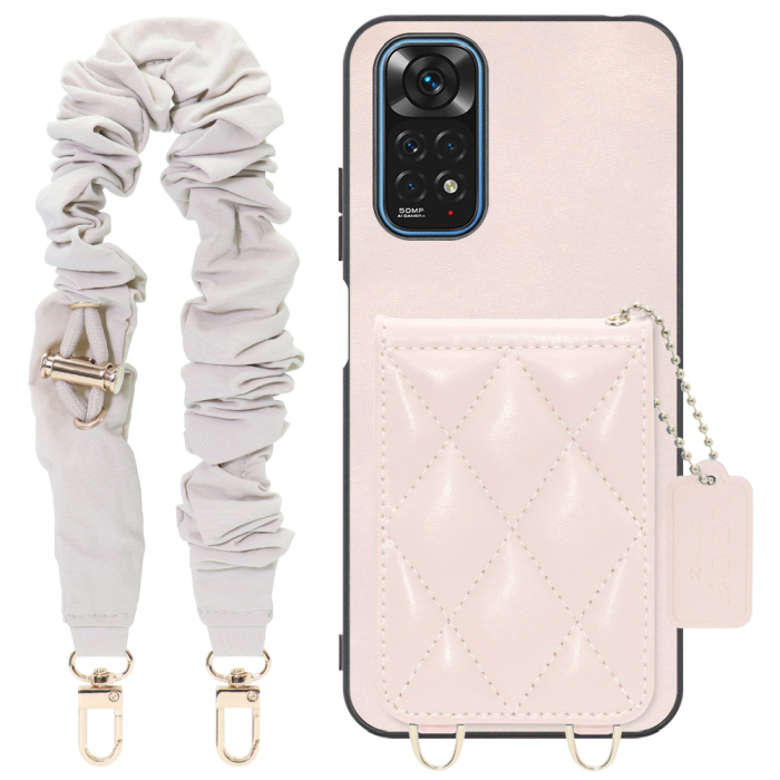 [ LOOF SWEET-SHELL SHUSHU ] Xiaomi Redmi Note 11 redminote11 note11 スマホケース キルティング加工のカードケース付き シュシュストラップ付き マグネット内蔵 カード収納 本革 パステルカラー [ Redmi Note 11 ]